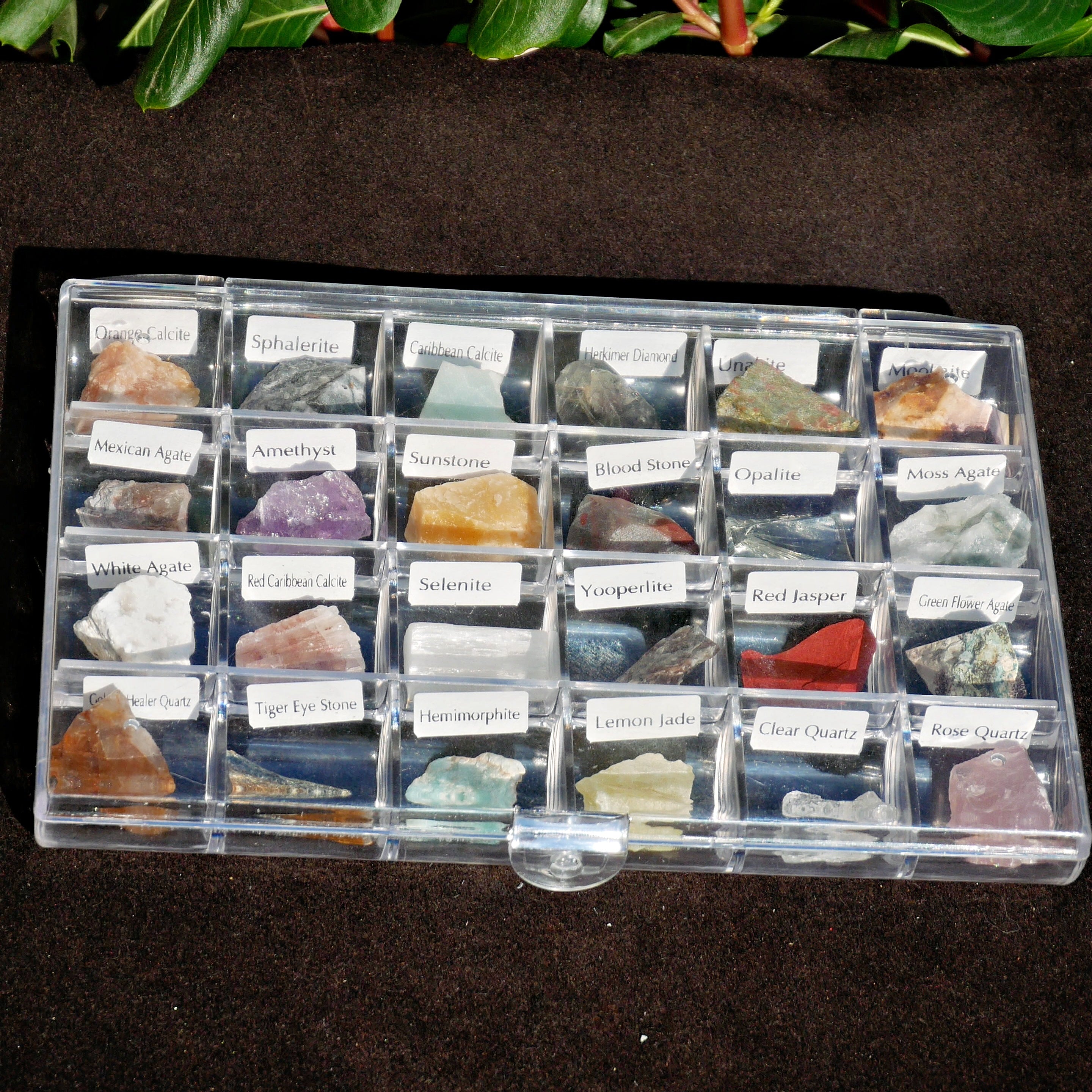 24pcs natural crystal gem mineral specimen box Crystal Healing Crystal Meditation Reiki Home decor  Gifts