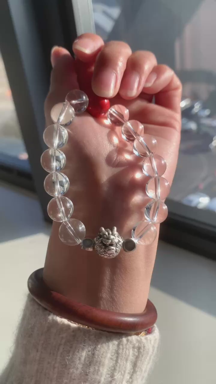Natural White Crystal -925 Silver Dragon Accessories - high content vermilion bracelet bracelet